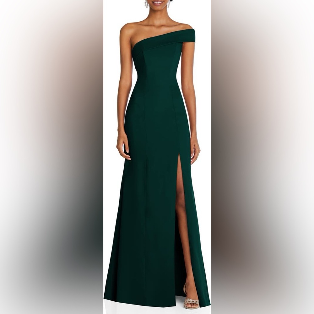 After Six One-Shoulder Evening Gown Evergreen Sz 14
